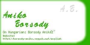 aniko borsody business card